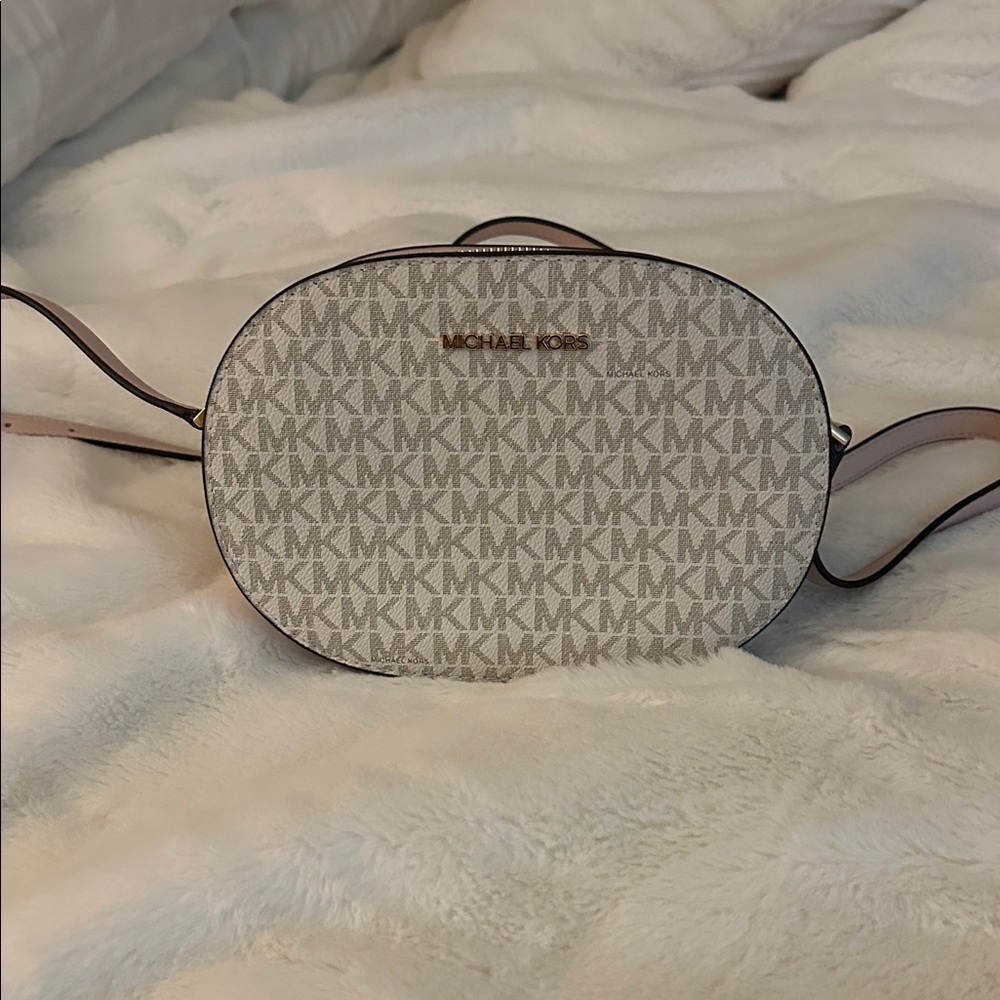 Michael Kors Monogram Crossbody Bag in Cream and Gray